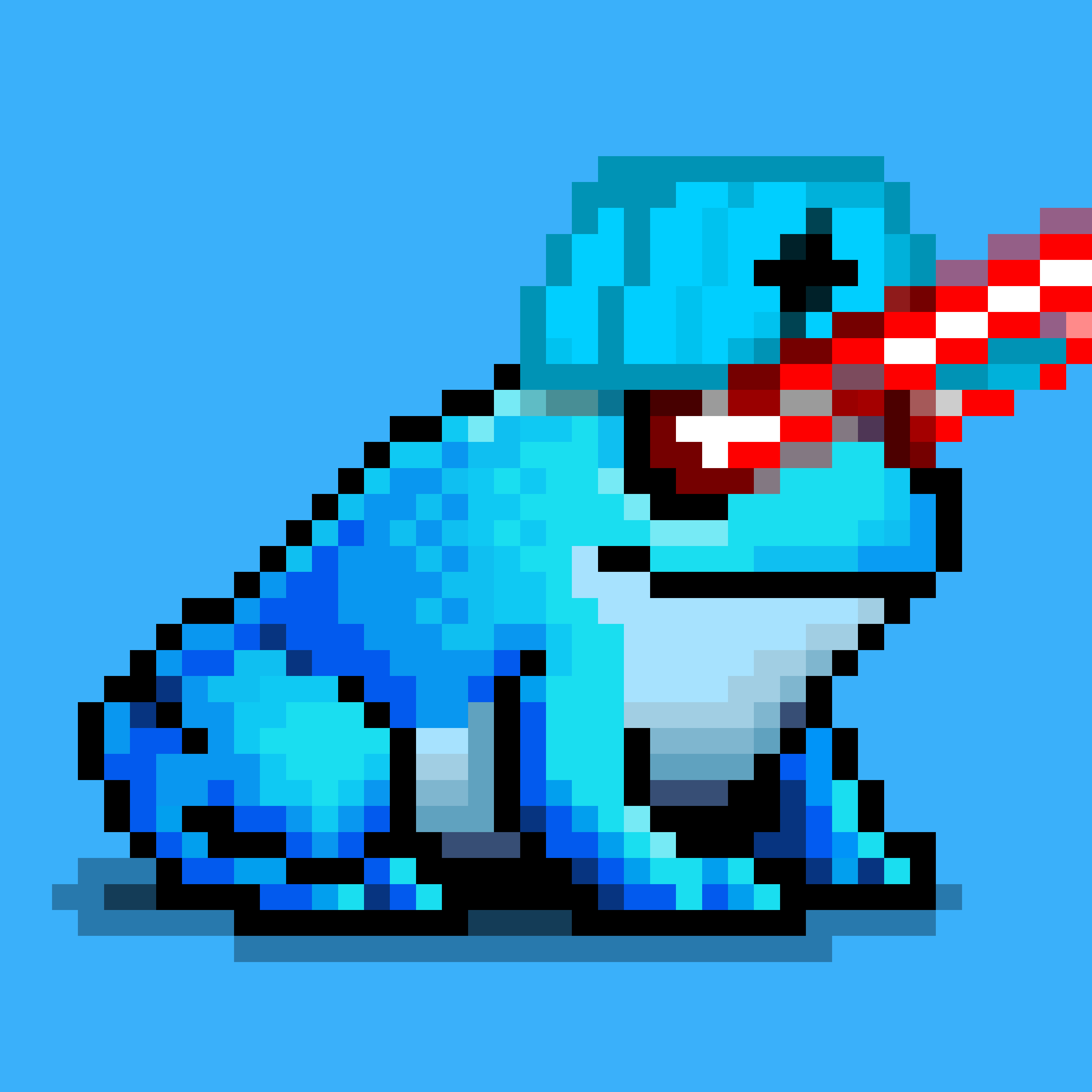 A blue on blue lazer eyes Lil Sapos with a Zap Snapback.