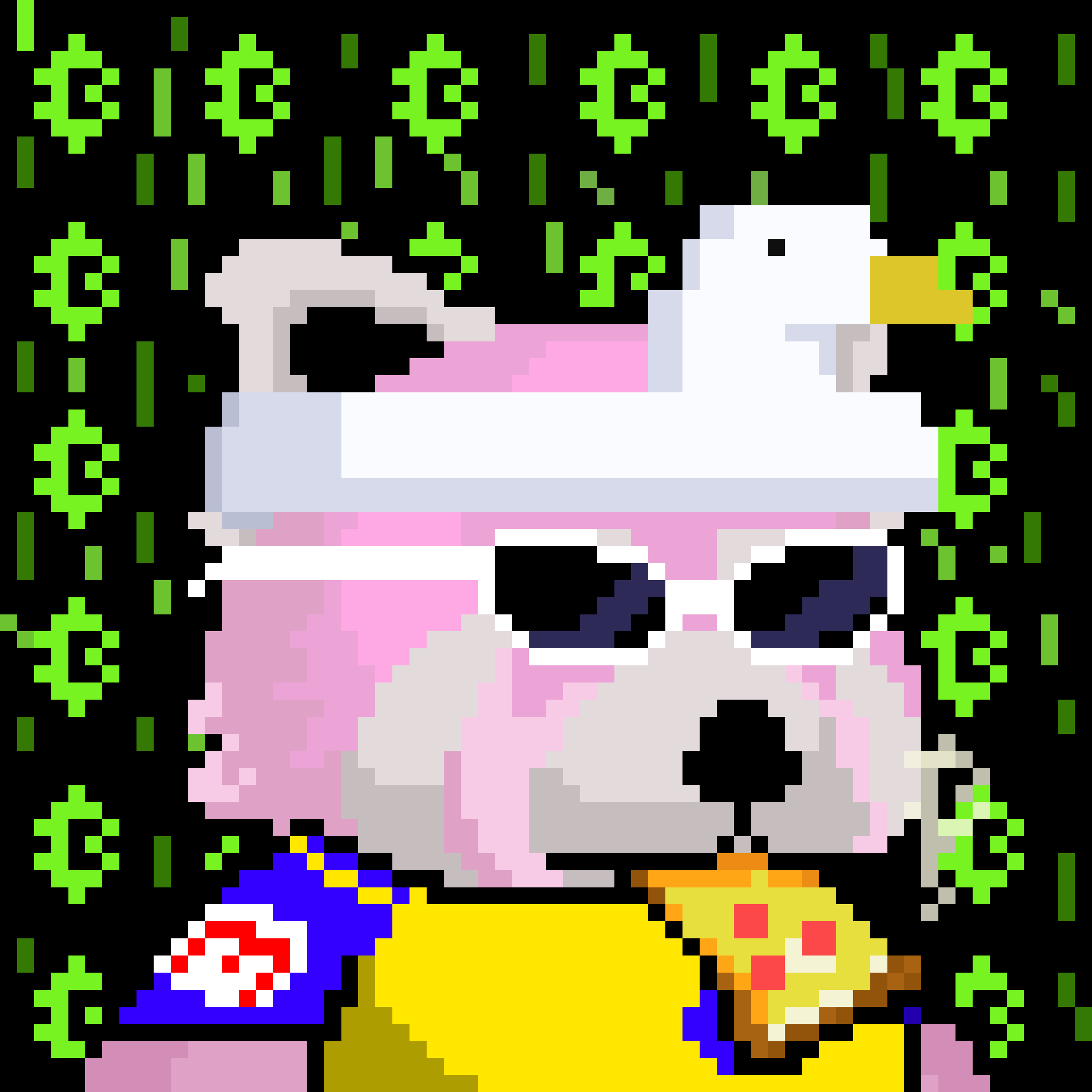 Pizza, goose hat, with jersey on bitcoin background Ordinookis.